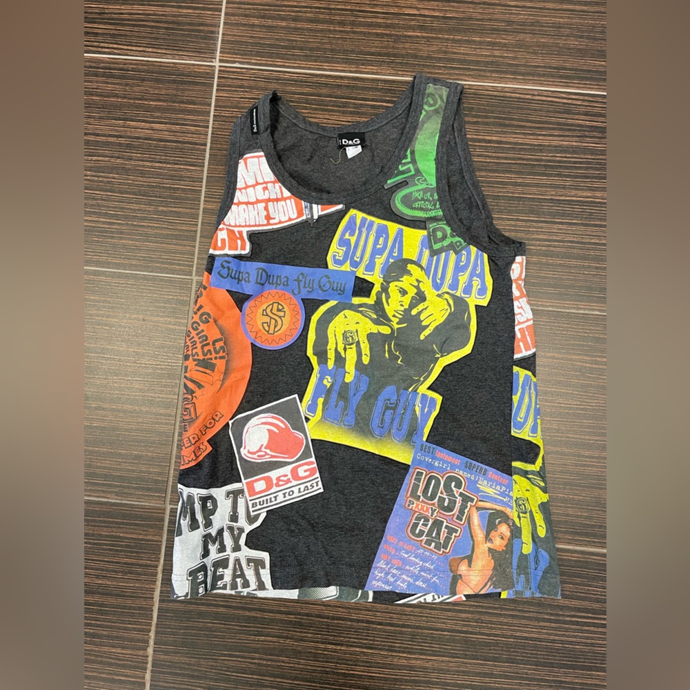 Y2K Dolce & Gabbana Graphic Tank Top Supa Dupa Fly Guy